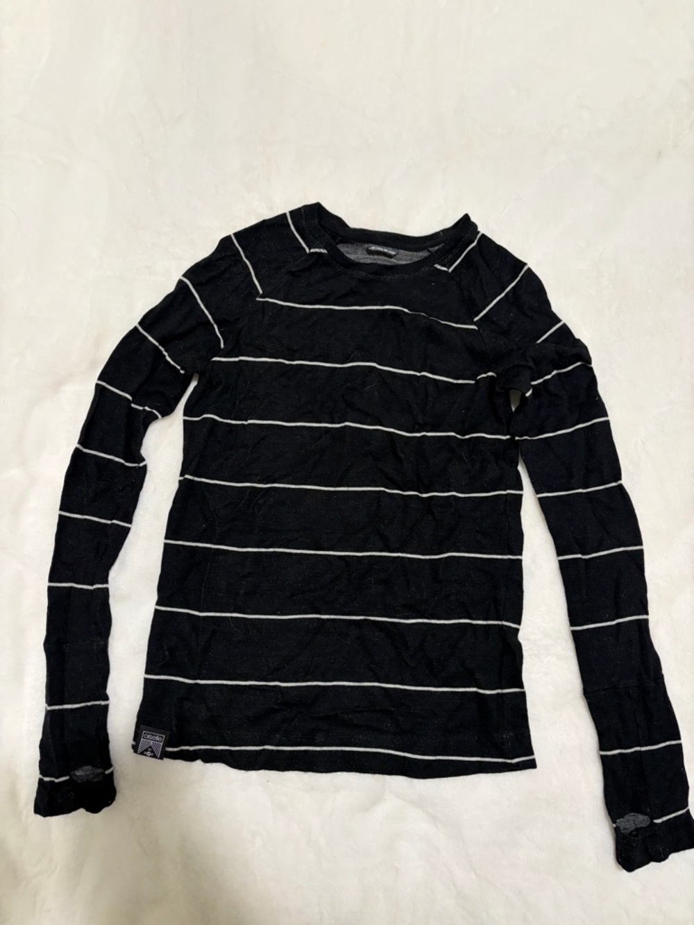 Oiselle Wazzie Wool long sleeve - black stripe